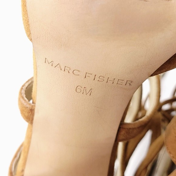 Marc Fisher Shellie Lace Up D'Orsay High Heel Pump Tan Brown Suede Leather Sz 6 - Picture 10 of 12